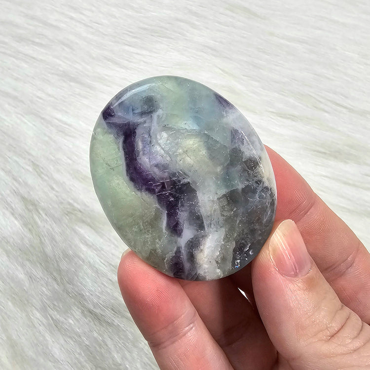 Rainbow Fluorite Worry Pocket Stone Crystals BONUS INFO CARD Gifts