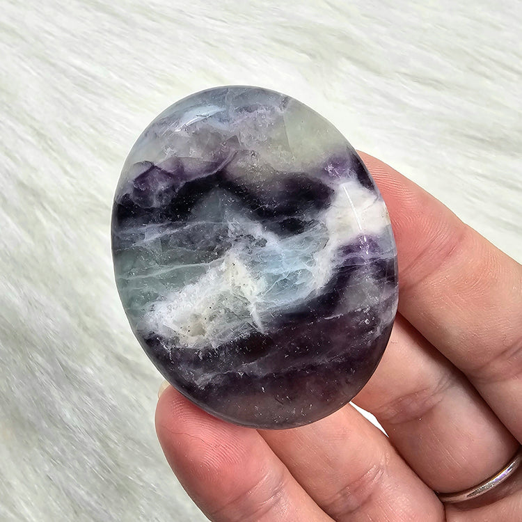 Rainbow Fluorite Worry Pocket Stone Crystals BONUS INFO CARD Gifts