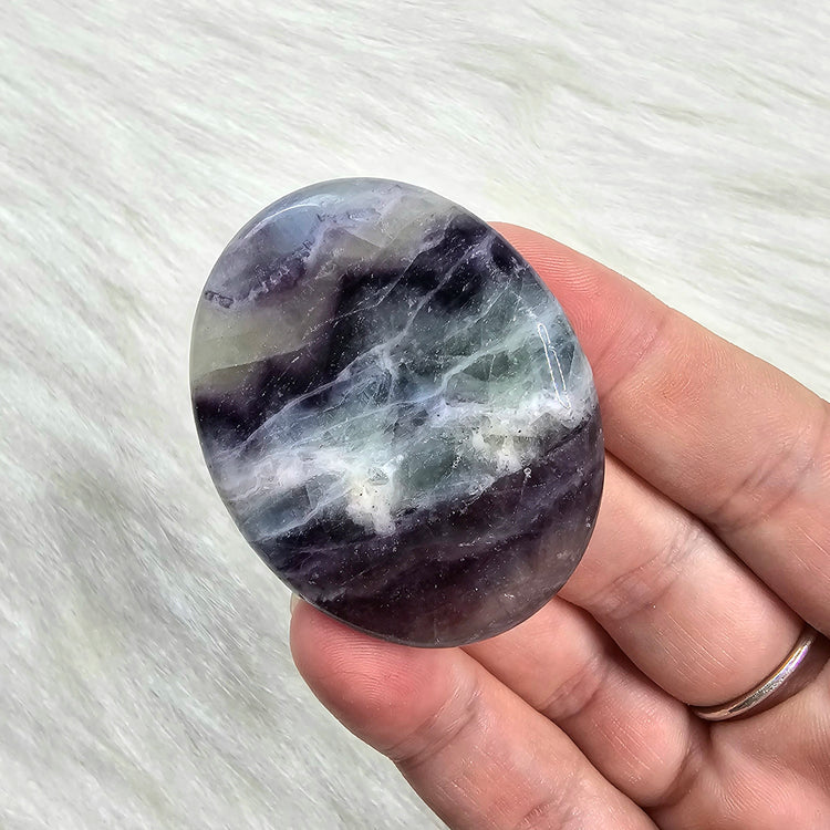 Rainbow Fluorite Worry Pocket Stone Crystals BONUS INFO CARD Gifts