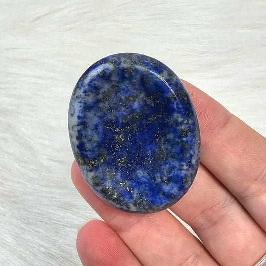 Lapis Lazuli Worry Pocket Stone Pyrite Crystal BONUS Info Card Gifts