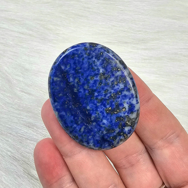 Lapis Lazuli Worry Pocket Stone Pyrite Crystal BONUS Info Card Gifts