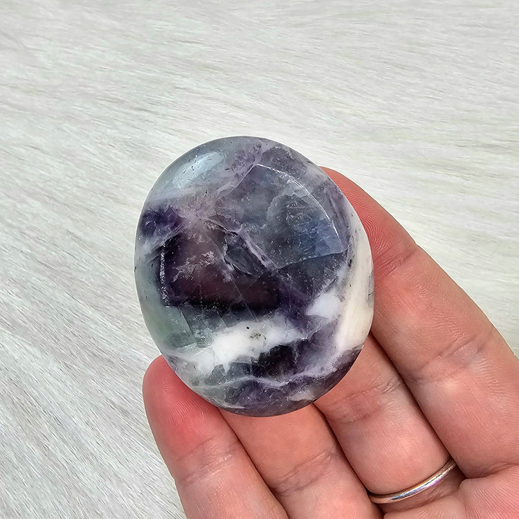 Rainbow Fluorite Worry Pocket Stone Crystals BONUS INFO CARD Gifts