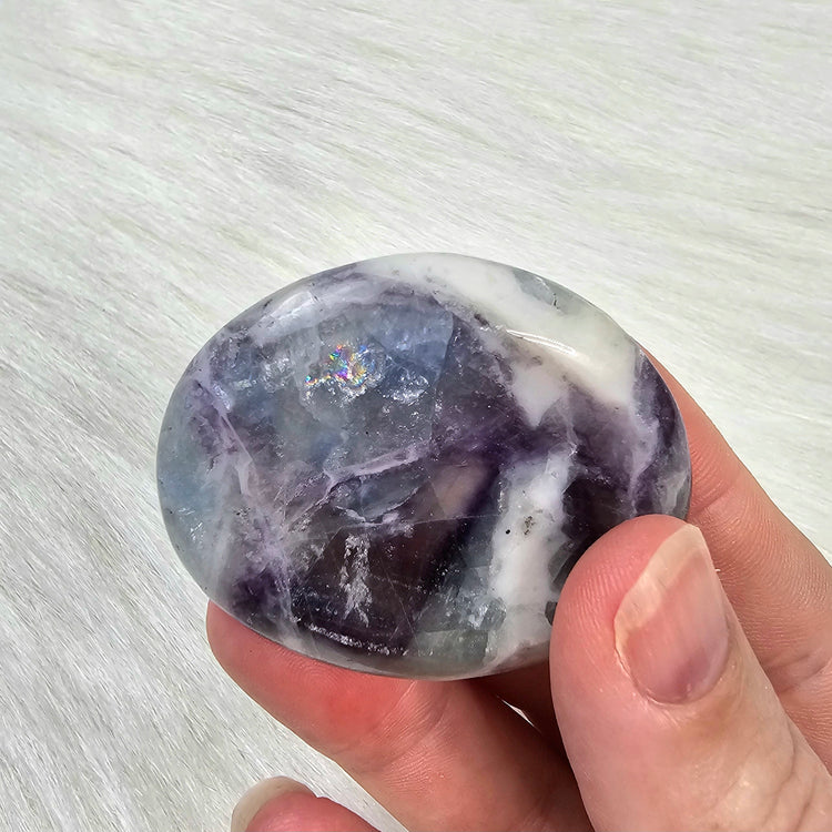 Rainbow Fluorite Worry Pocket Stone Crystals BONUS INFO CARD Gifts