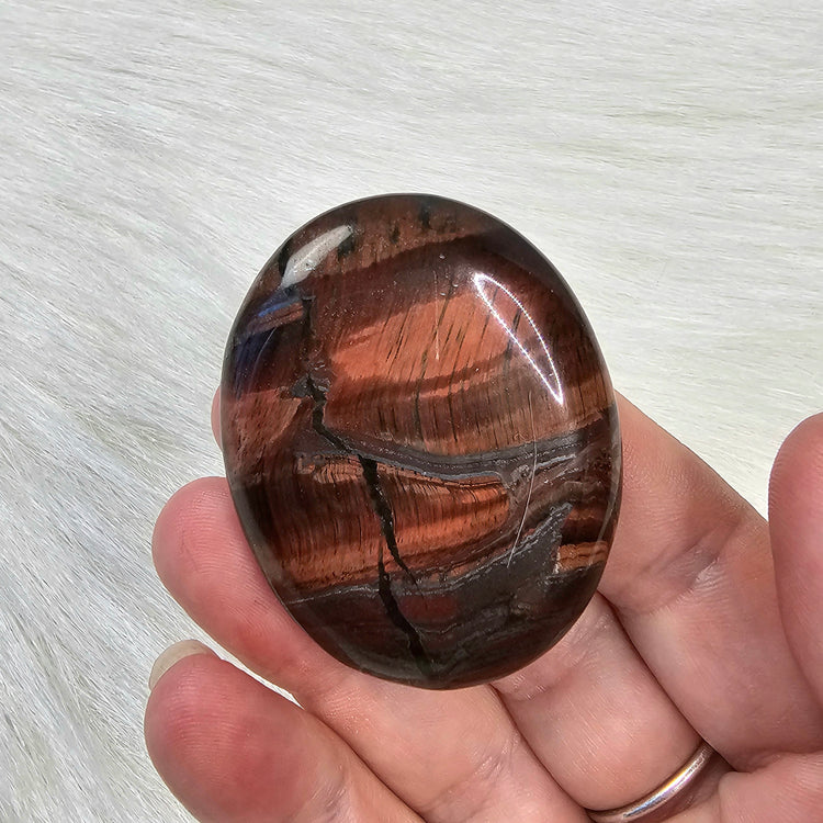 Red Tiger's Eye Worry Pocket Stone Crystals BONUS INFO CARD Gifts