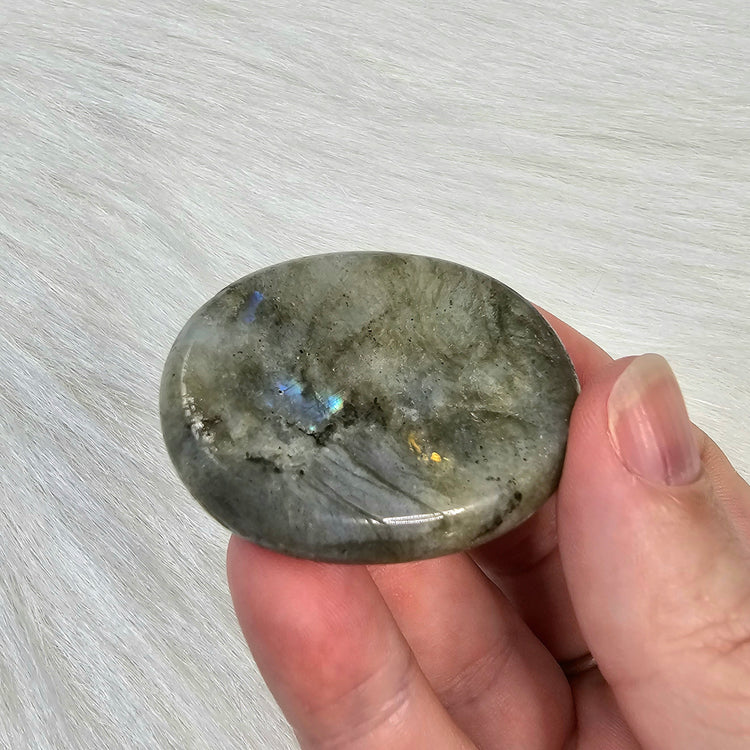 Labradorite Worry Stone Pocket Crystals Mineral BONUS Info Card Gifts