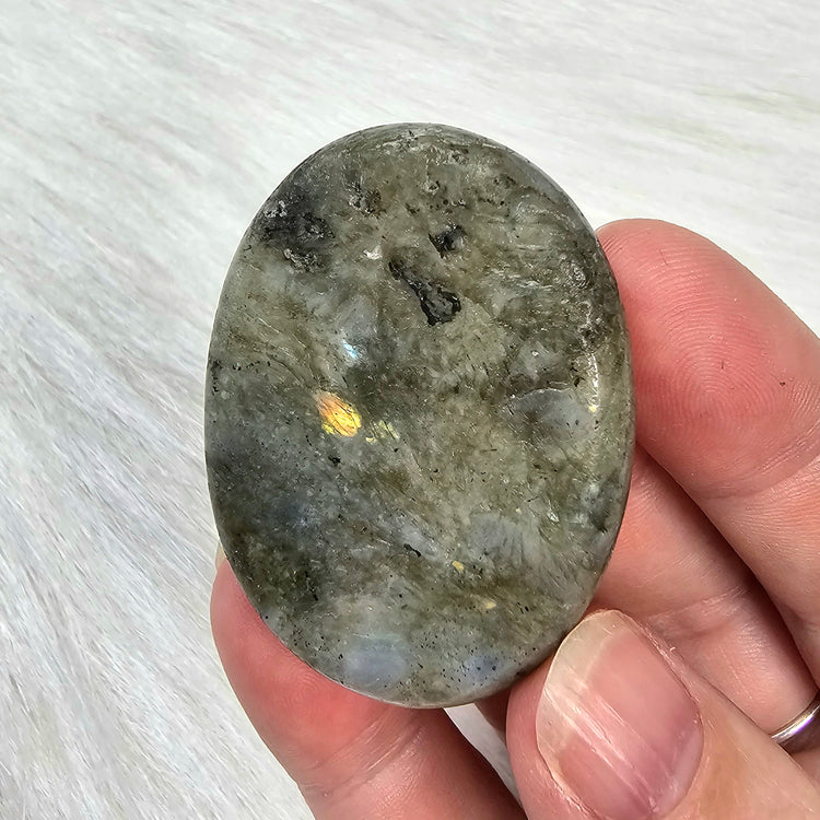 Labradorite Worry Stone Pocket Crystals Mineral BONUS Info Card Gifts