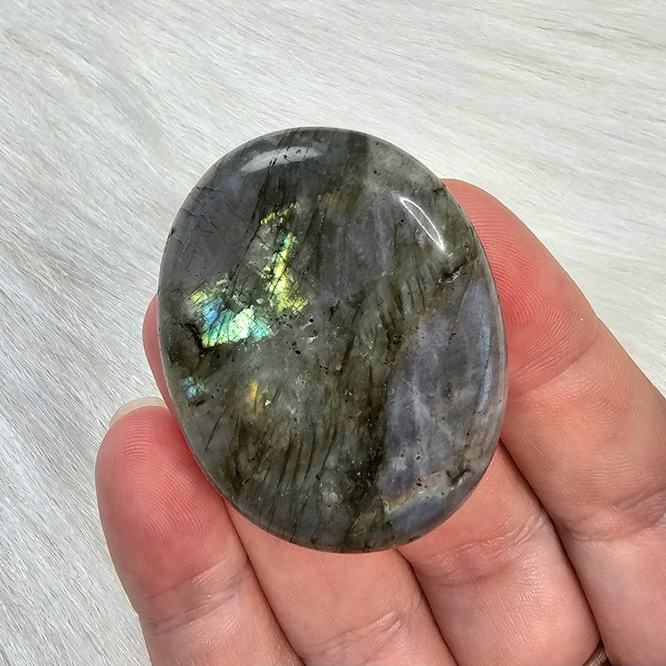 Labradorite Worry Stone Pocket Crystals Mineral BONUS Info Card Gifts