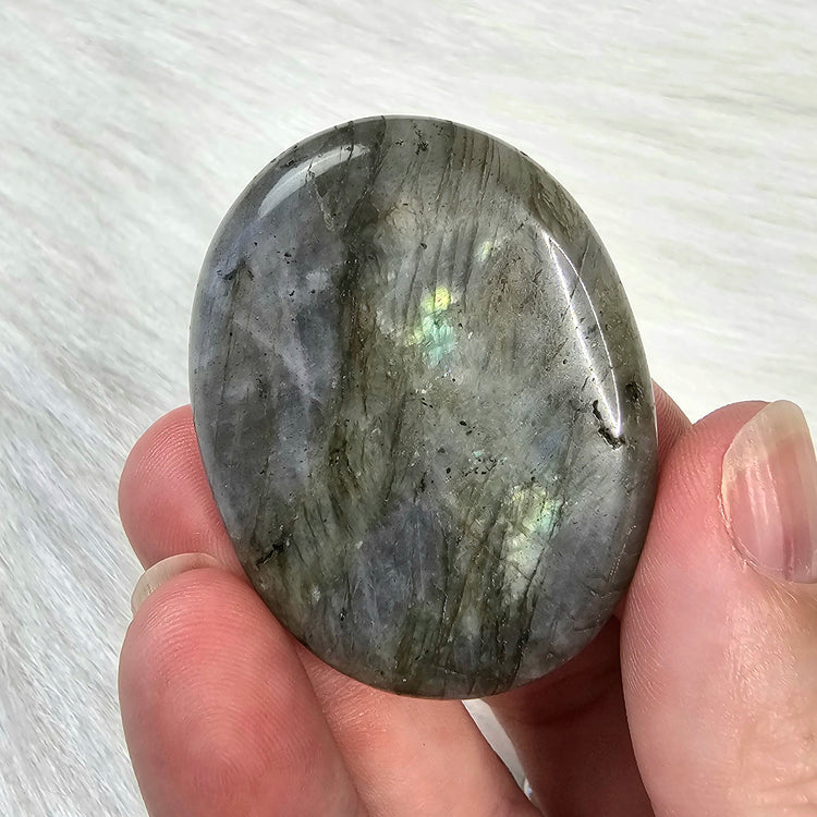 Labradorite Worry Stone Pocket Crystals Mineral BONUS Info Card Gifts