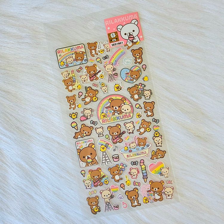 San-x Rilakkuma Stickers Sticker Sheet Kawaii Japan Collectible