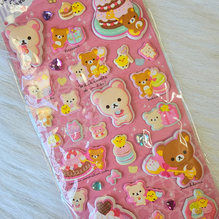 Retro San-x Rilakkuma Stickers Sticker Sheet Kawaii Japan Collectible Gifts