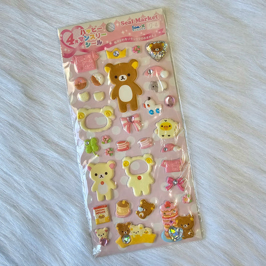 Retro San-x Rilakkuma Stickers Sticker Sheet Kawaii Japan Collectible Gifts