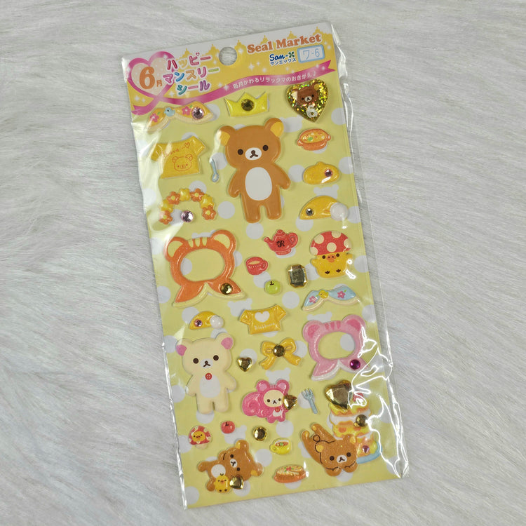 San-x Rilakkuma Stickers Sticker Sheet Kawaii Japan Collectible