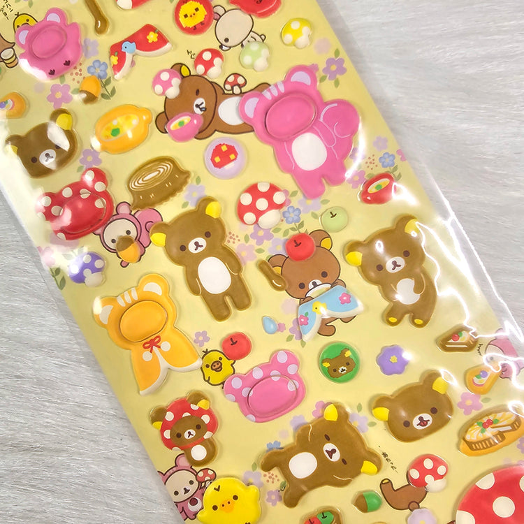 San-x Rilakkuma Puffy Stickers Sticker Sheet Kawaii Japan Collectible