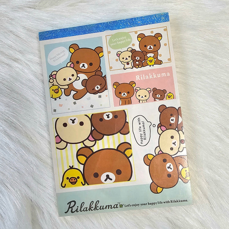 San-x Rilakkuma Large Memo Pad Sticker Sheet Kawaii Japan