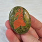 Unakite Natural Worry Stone Handcrafted Thumb Pocket Stone Anxiety Relief Comfort Gifts BONUS Info Card