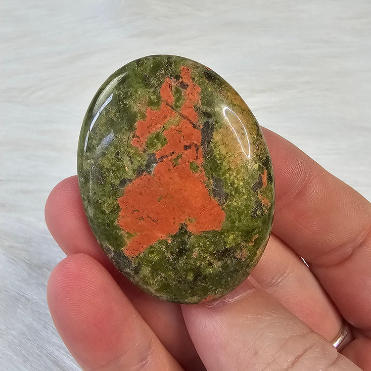 Unakite Natural Worry Stone Handcrafted Thumb Pocket Stone Anxiety Relief Comfort Gifts BONUS Info Card