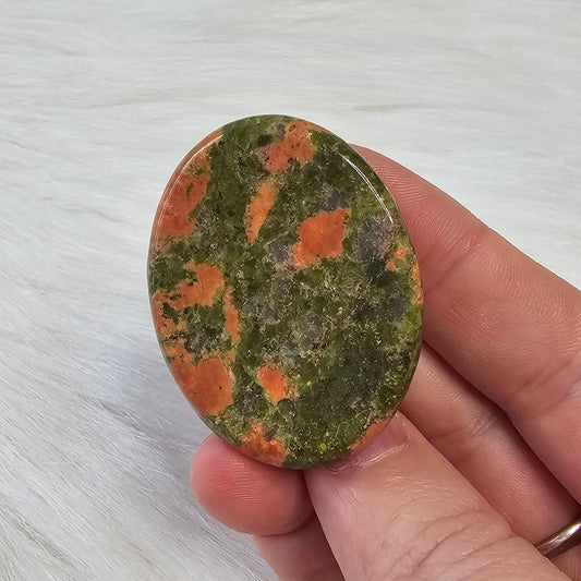 Unakite Natural Worry Stone Handcrafted Thumb Pocket Stone Anxiety Relief Comfort Gifts BONUS Info Card