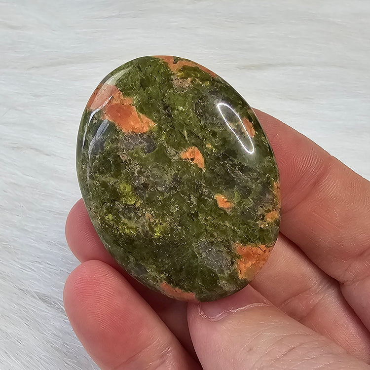 Unakite Natural Worry Stone Handcrafted Thumb Pocket Stone Anxiety Relief Comfort Gifts BONUS Info Card