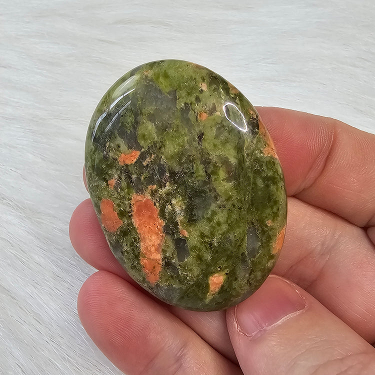 Unakite Natural Worry Stone Handcrafted Thumb Pocket Stone Anxiety Relief Comfort Gifts BONUS Info Card