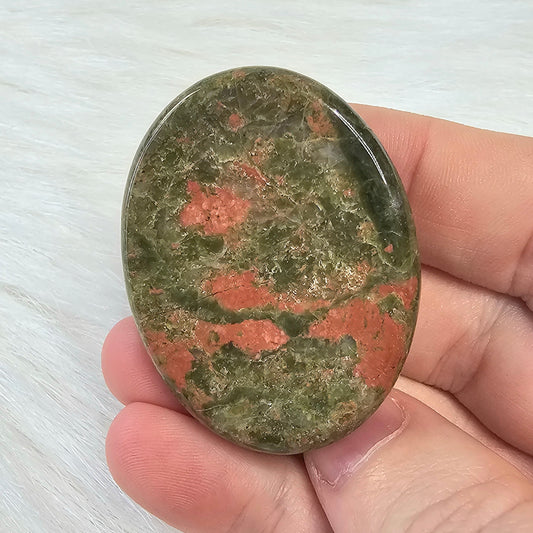 Unakite Natural Worry Stone Handcrafted Thumb Pocket Worry Stone Anxiety Relief Comfort Gifts BONUS Info Card