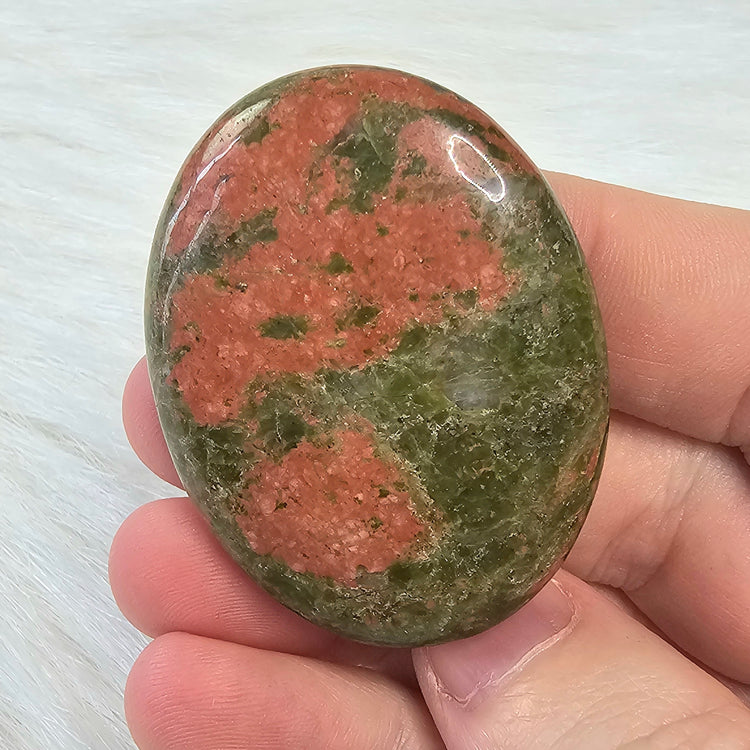 Unakite Natural Worry Stone Handcrafted Thumb Pocket Worry Stone Anxiety Relief Comfort Gifts BONUS Info Card