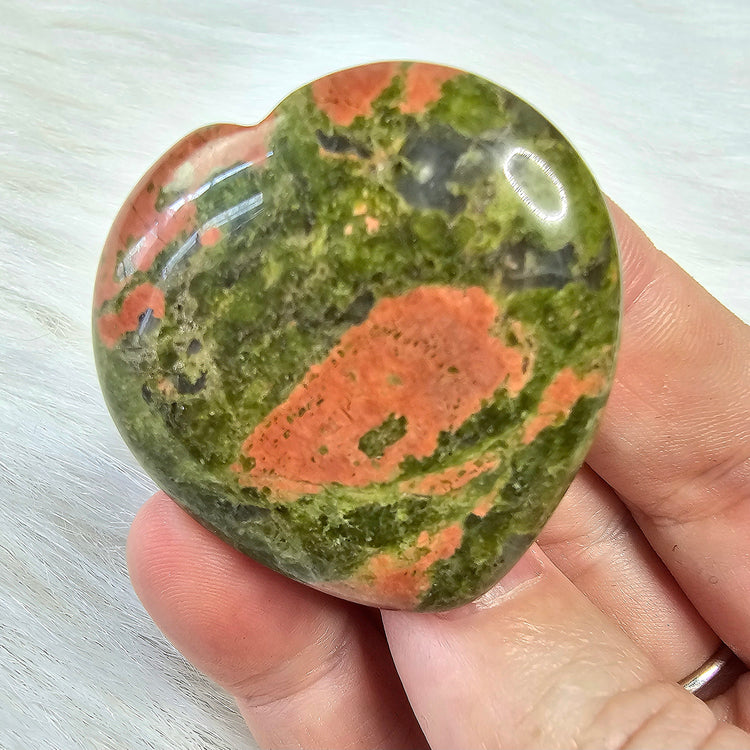 Unakite Natural Worry Stone Handcrafted Thumb Pocket Stone Anxiety Relief Comfort Gifts BONUS Info Card