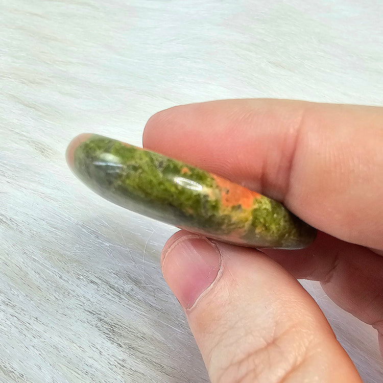 Unakite Natural Worry Stone Handcrafted Thumb Pocket Stone Anxiety Relief Comfort Gifts BONUS Info Card