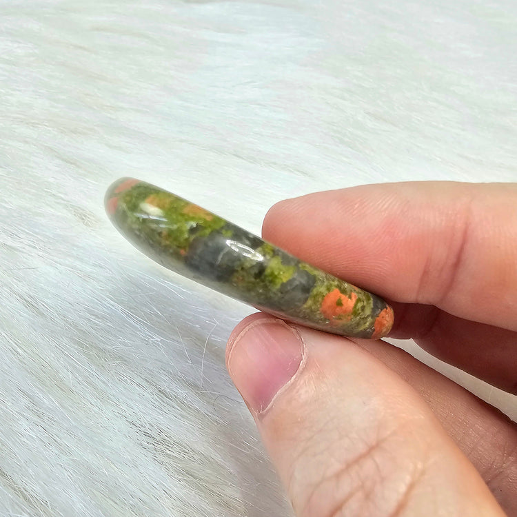 Unakite Natural Worry Stone Handcrafted Thumb Pocket Stone Anxiety Relief Comfort Gifts BONUS Info Card