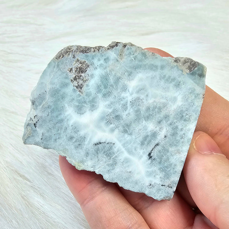 Larimar Slab Pocket Stone BONUS Info Card Crystals Minerals Stones Gifts