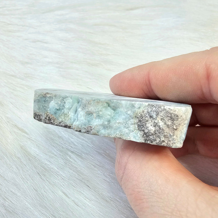 Larimar Slab Pocket Stone BONUS Info Card Crystals Minerals Stones Gifts