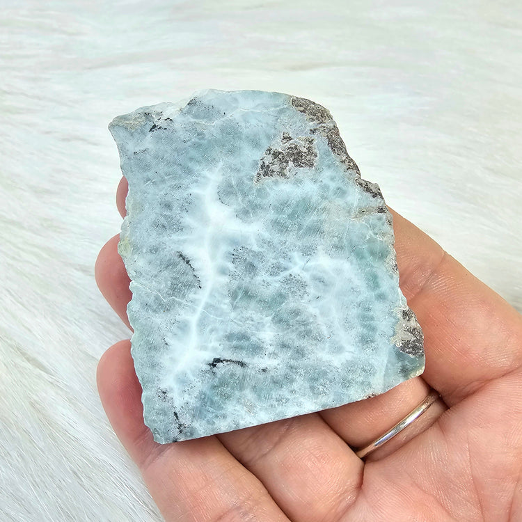 Larimar Slab Pocket Stone BONUS Info Card Crystals Minerals Stones Gifts