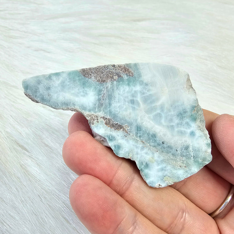 Larimar Slab Pocket Stone BONUS Info Card Crystals Minerals Stones Gifts