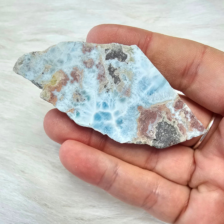 Larimar Slab Pocket Stone BONUS Info Card Crystals Minerals Stones Gifts