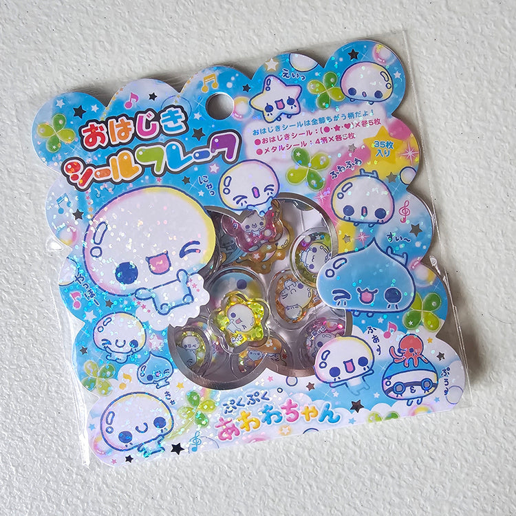 Awawa chan Heisei Ohajiki Marble Flake Stickers Kawaii Japan Collectible