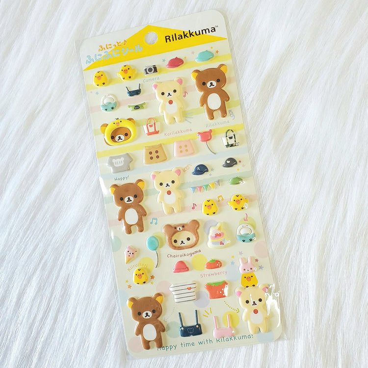 San-x Rilakkuma Korilakkuma Dress Up Sticker Sheet Puffy Kawaii Japan Collectible Cute Gifts