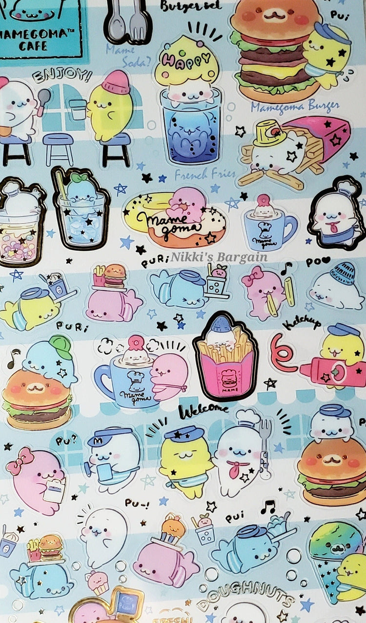 San-x Mamegoma Cafe Stickers Sticker Sheet Kawaii Food Japan Collectible