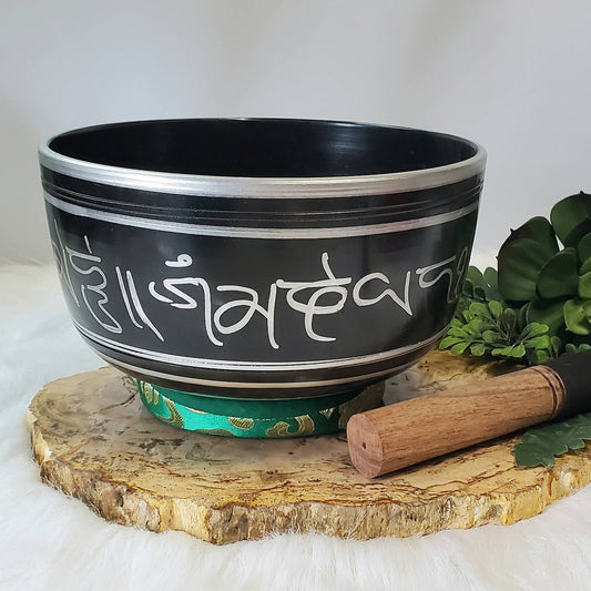 Chakra Tibetan Song Bowl Black with Pillow & Striker Meditiation Music Yoga Reiki Cleansing Natural Healing Gifts Metaphysical Spiritual