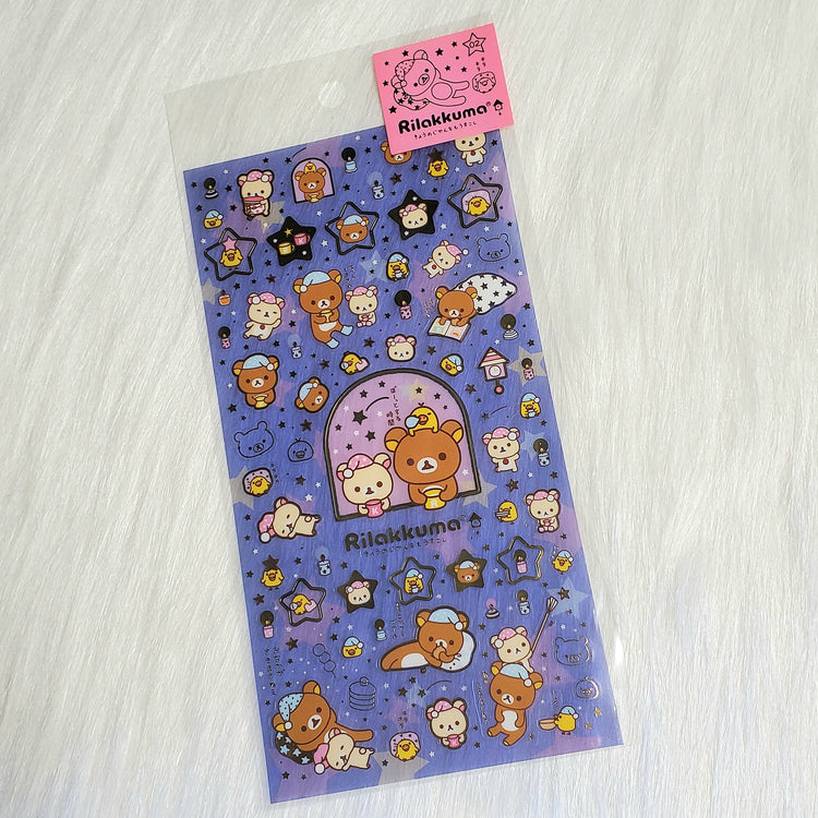 Retro San-x Rilakkuma Night Stickers Sticker Sheet Kawaii Japan Collectible Gifts