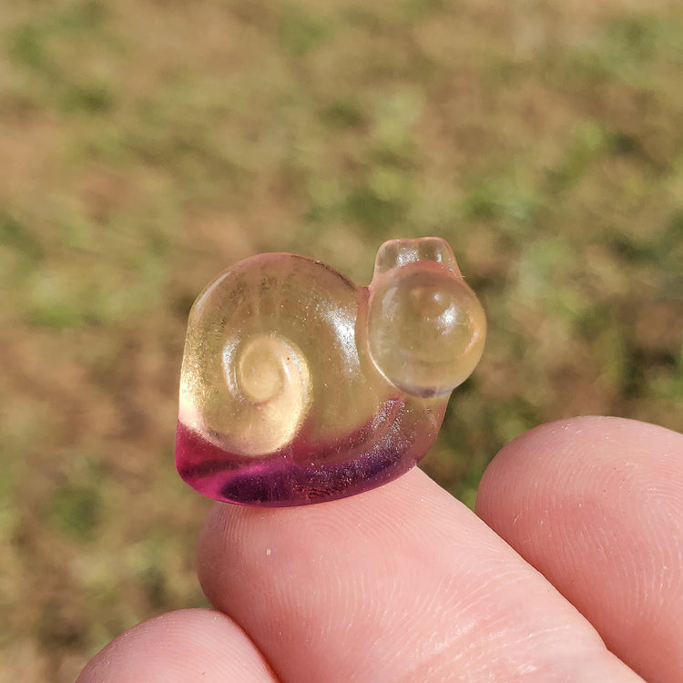 Fluorite Kawaii Snail Carving BONUS Info Card Crystals Minerals Stones