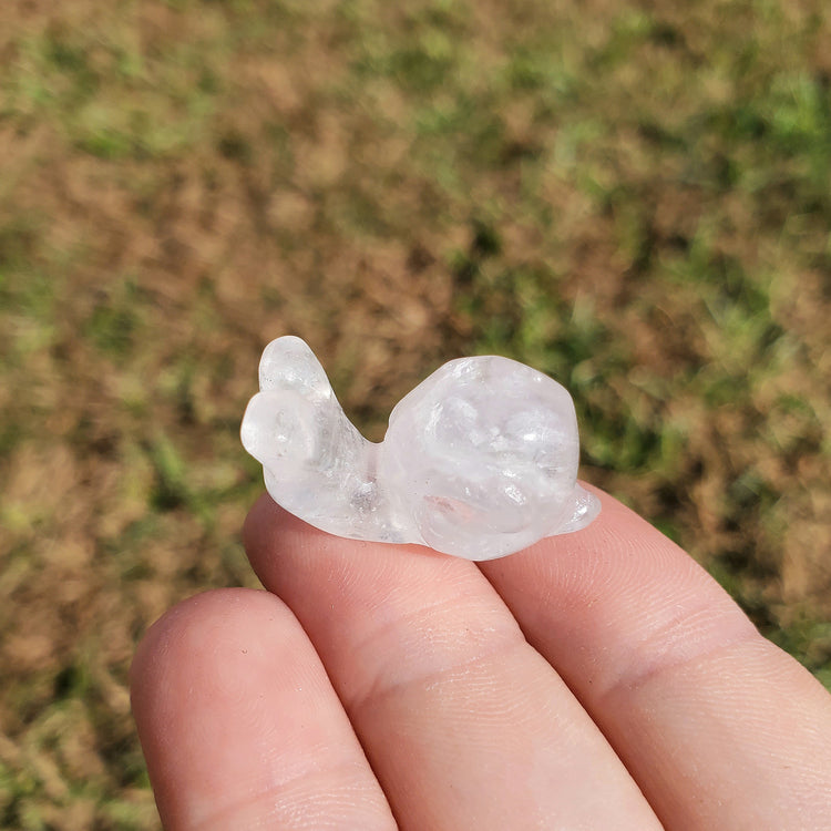 Clear Quartz Happy Snail Mail Carving Crystals Minerals Collectible Gifts