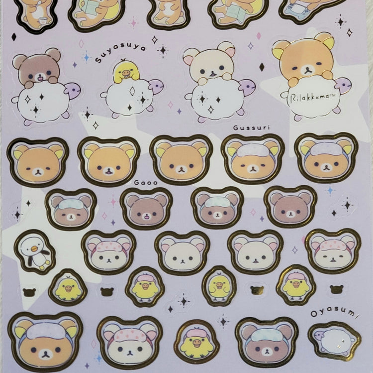 San-x Rilakkuma Slumber With You Stickers Sticker Sheet Kawaii Japan Collectible Cute Gifts