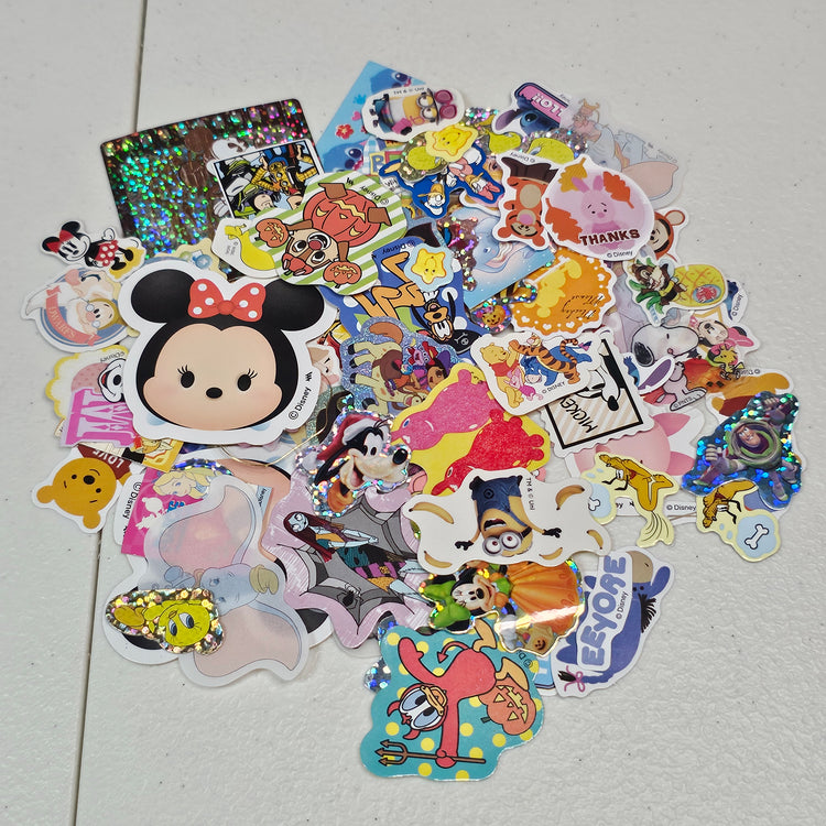 Cartoon Character Kawaii Sticker Flakes 100 Lot Sack Gifts Collectible Japan Deadstock