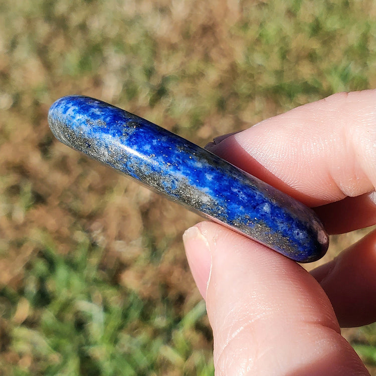 Lapis Lazuli Worry Stone Pyrite Pocket Crystals Mineral BONUS Info Card Gifts