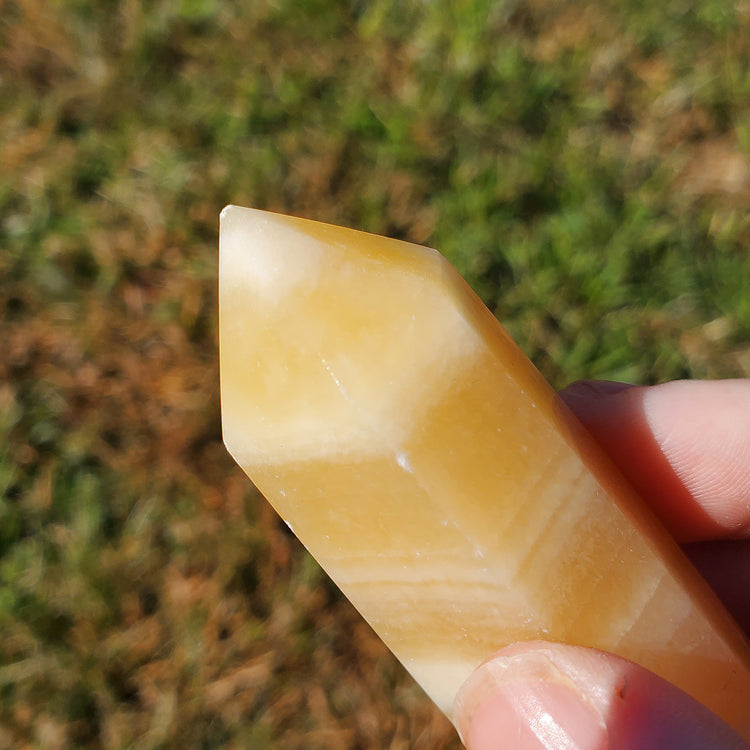 Creamy Orange Calcite Generator Tower BONUS INFO CARD Crystals