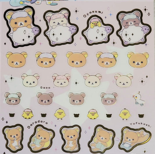 San-x Rilakkuma Slumber With You Stickers Sticker Sheet Kawaii Japan Collectible Cute Gifts