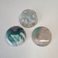 Green Flower Agate Mini Bowls Lot (3) Sphere Holder Stands