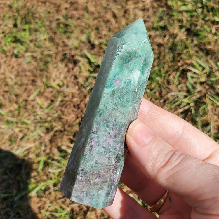 Green Mica Pink Tourmaline Generator Tower Crystals Collectible