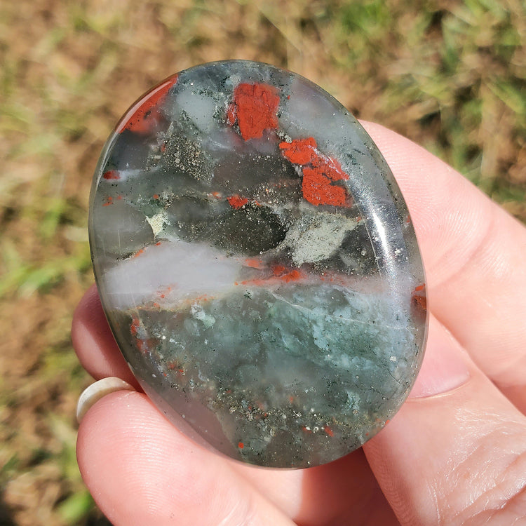 Bloodstone Worry Pocket Stone Crystals Mineral Stones Natural BONUS INFO CARD Gifts