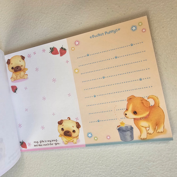 Pocket Puppies Large Memo Pad Sticker Page Kawaii Stationery Notepad Collectible Used