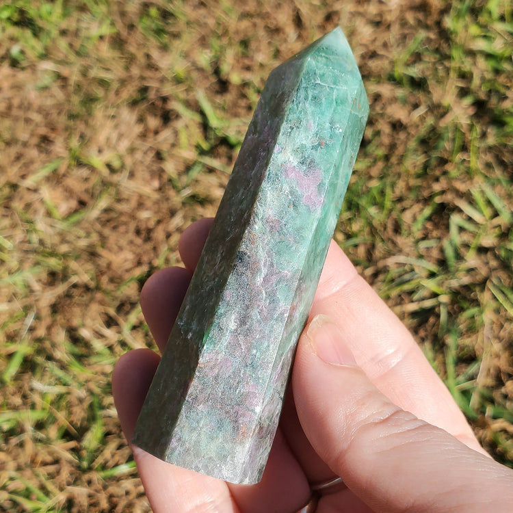 Green Mica Pink Tourmaline Generator Tower Crystals Collectible